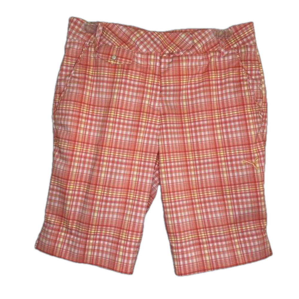 Puma Golf Shorts - orange, yellow & white plaid - Size 4